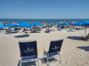 Two Avenue Inn & Spa beach chairs on the sand overlooking the ocean in Rehoboth Beach